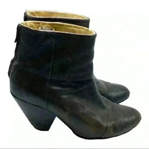 Rag and Bone New York Newbury brown leather ankle booties counter stacked heel